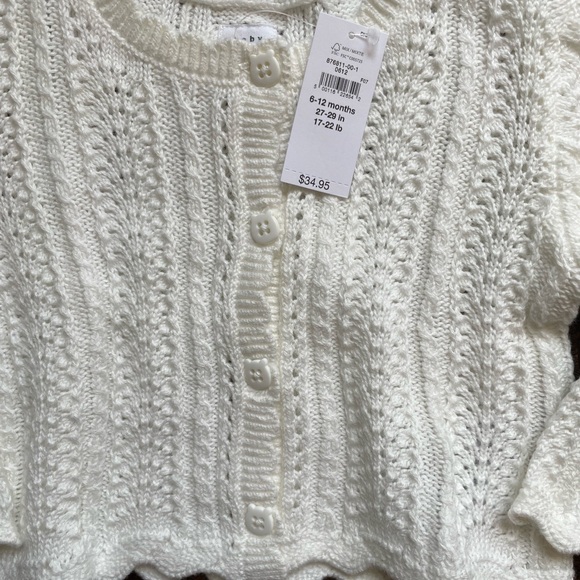 Baby cardigan sweater cable knit NWT Gap size 6-12 months white - Picture 3 of 9